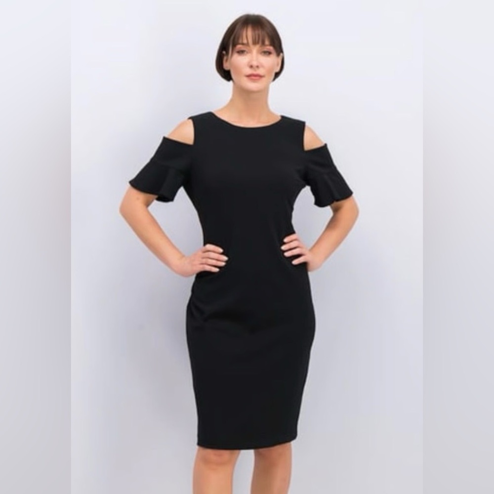 Calvin Klein Black Cold Shoulder Midi Dress